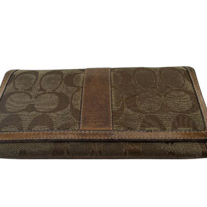 Coach Signature C Canvas Brown Flap Wallet